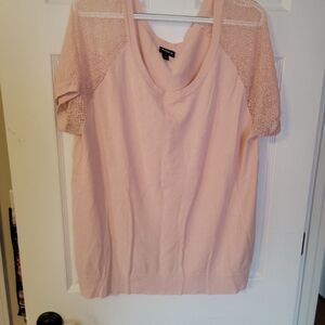 Torrid 2 Shirt Light Pink Peach Lace Sleeve Knit Blouse Top Plus Size 2x